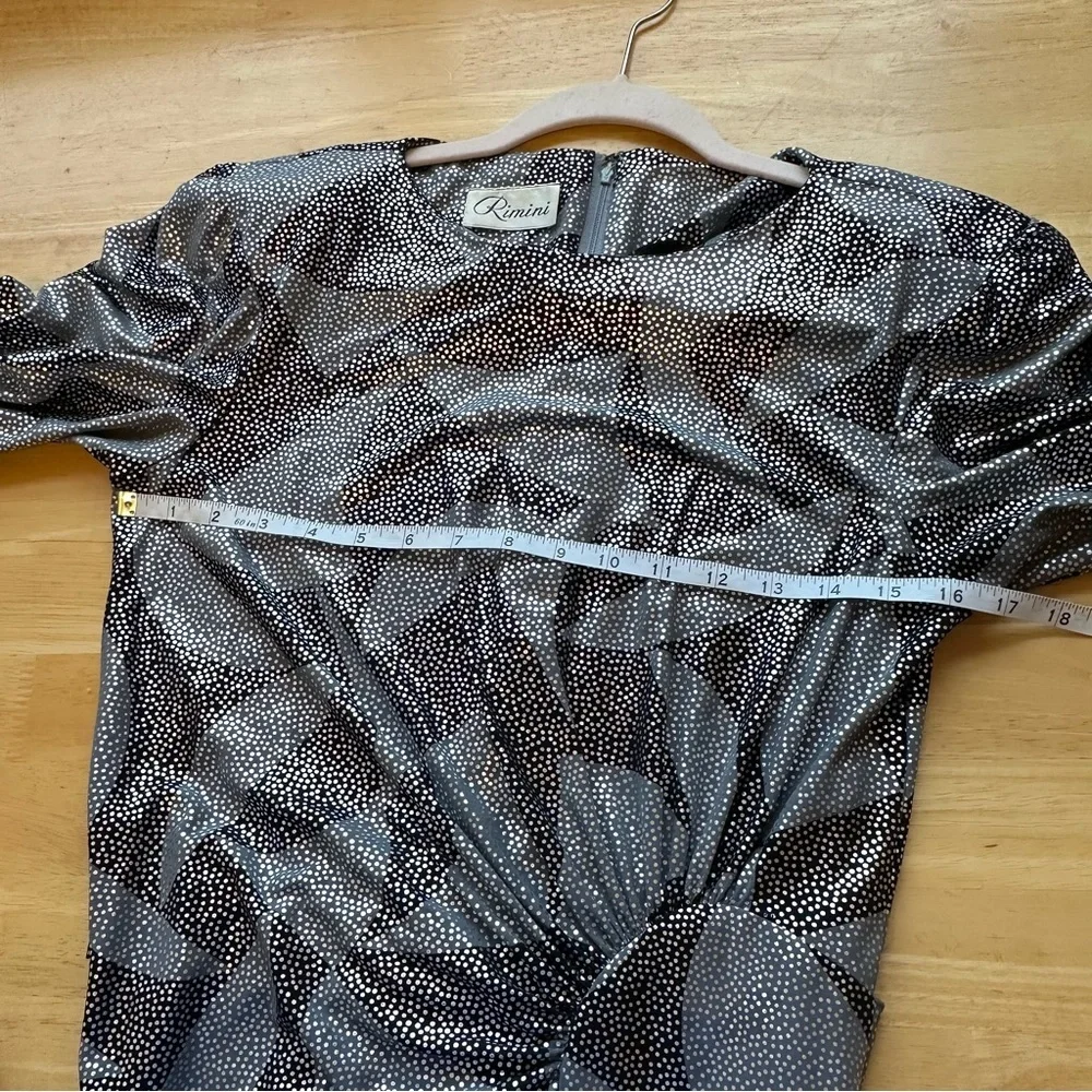 Rimini Vintage 1980s Women’s Metallic Black And Silver Party Disco Dress Size 10